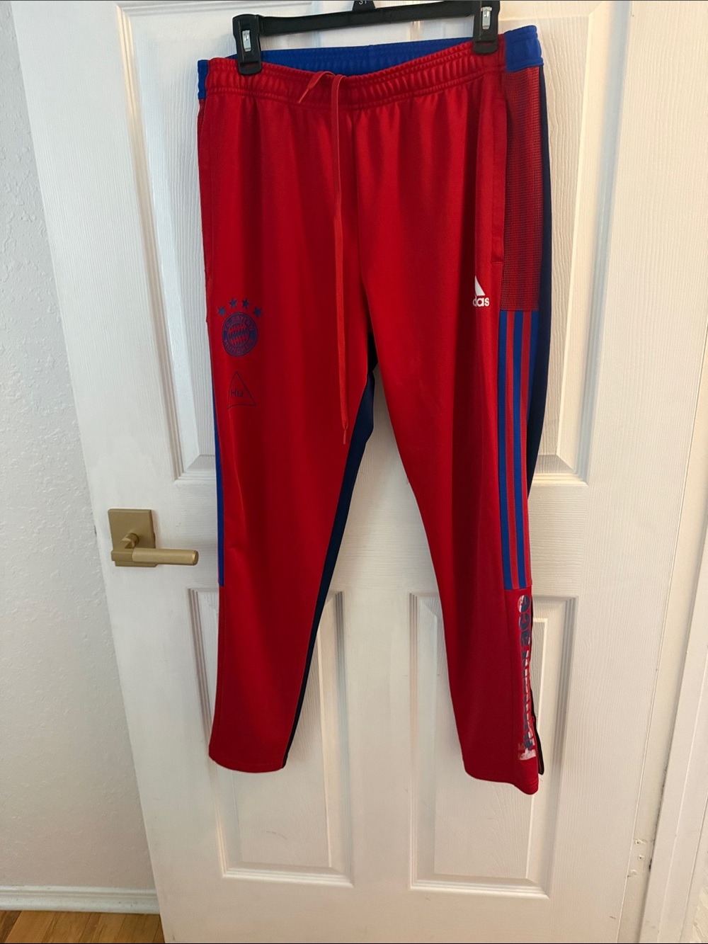 adidas Red Joggers with Blue Trim for Kids